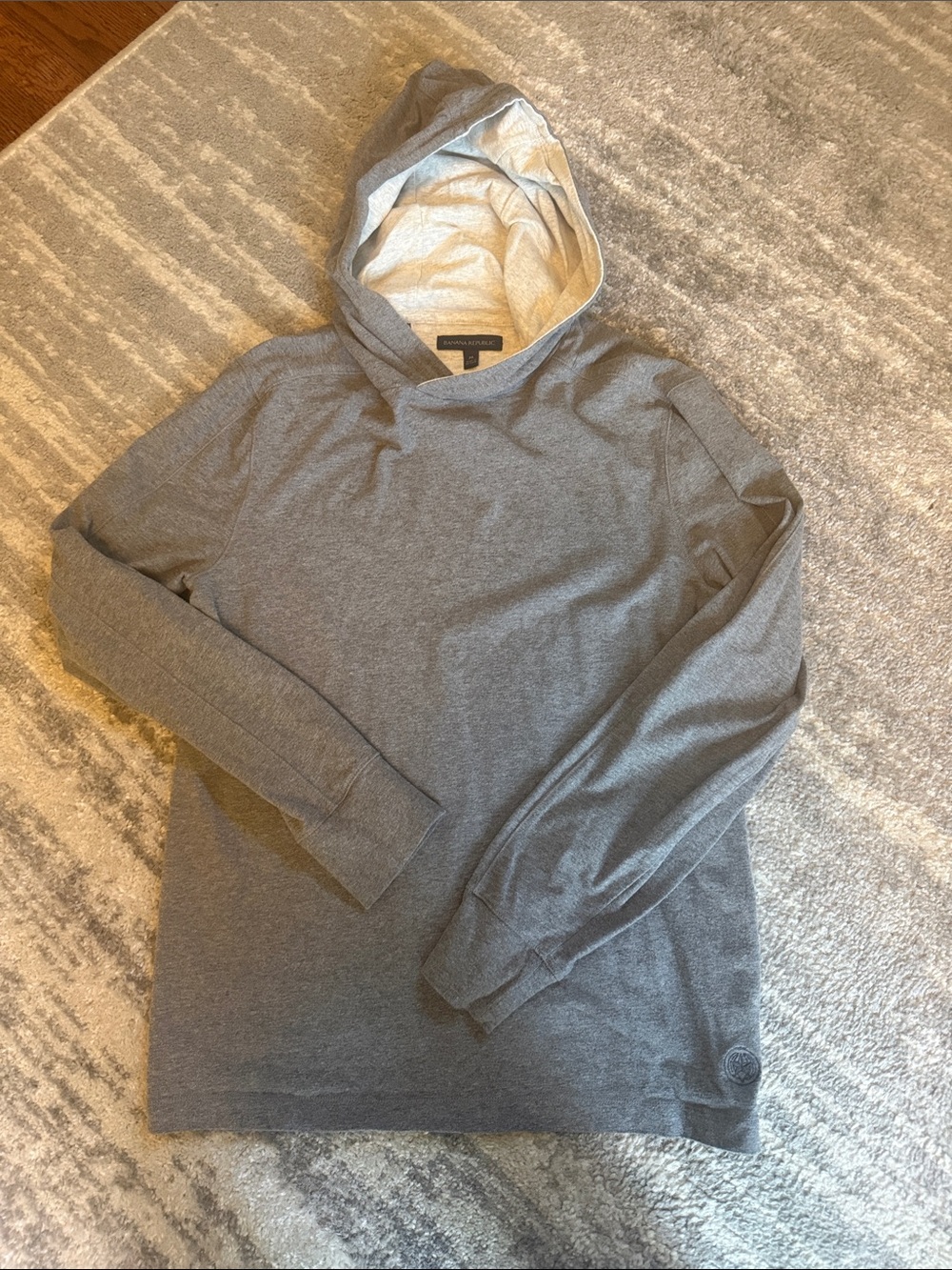 Banana Republic Heather Gray Hooded Long-Sleeve Shirt